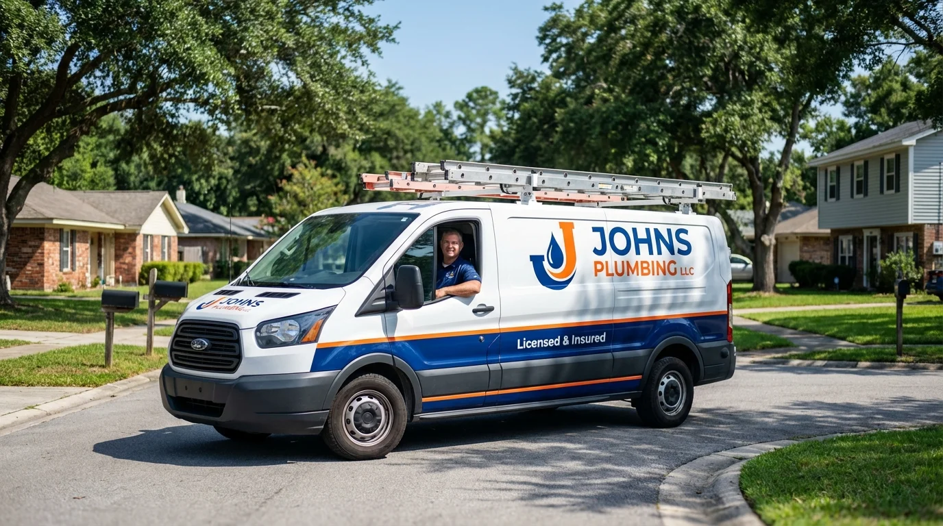 Johns Plumbing LLC service van in Bridge City, TX