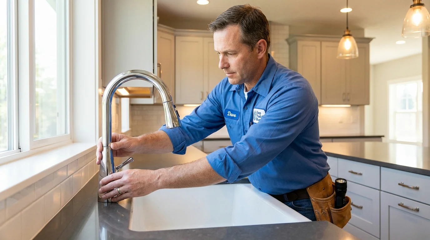 Kitchen faucet installation by Johns Plumbing LLC in Bridge City