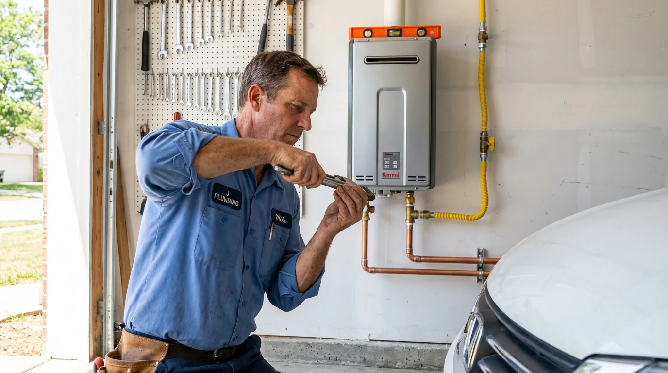 Tankless water heater installation by a Johns Plumbing LLC plumber in Bridge City
